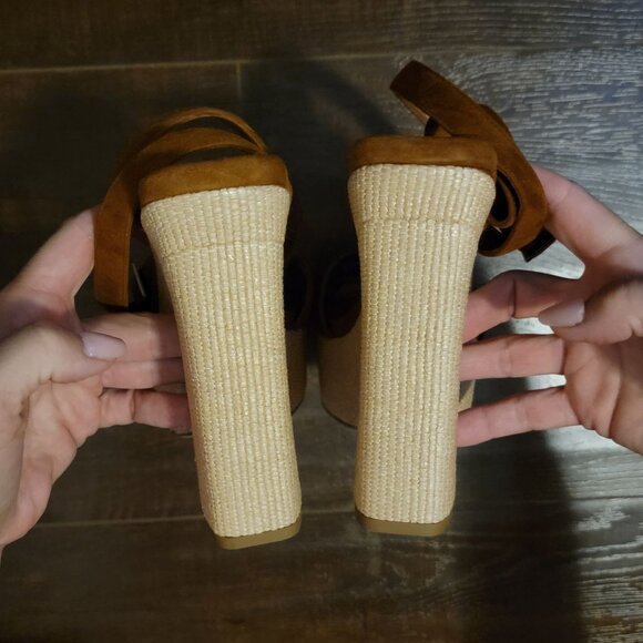 NEW Jimmy Choo Gaia 140mm Sandals Womens 10 Brown Suede Luxury Designer Retro - Picture 4 of 10